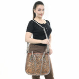 American Darling Adbg1478A Cross Body I Hand Tooled Crocodile Embossed Genuine Leather Women Bag Western Handbag Purse