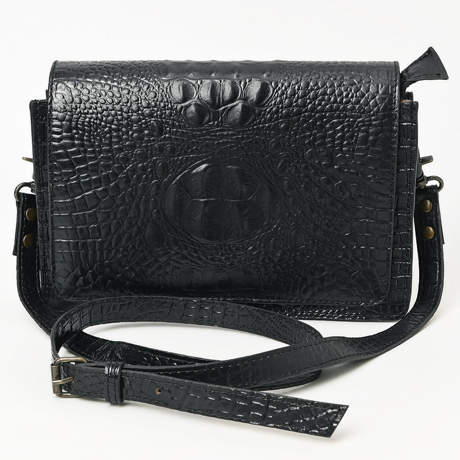 American Darling Western Crossbody Bag Crocodile Embossed Genuine Leather Slim Shoulder Purse 6.5in (H) X 11in (W) X 2.5in (D)
