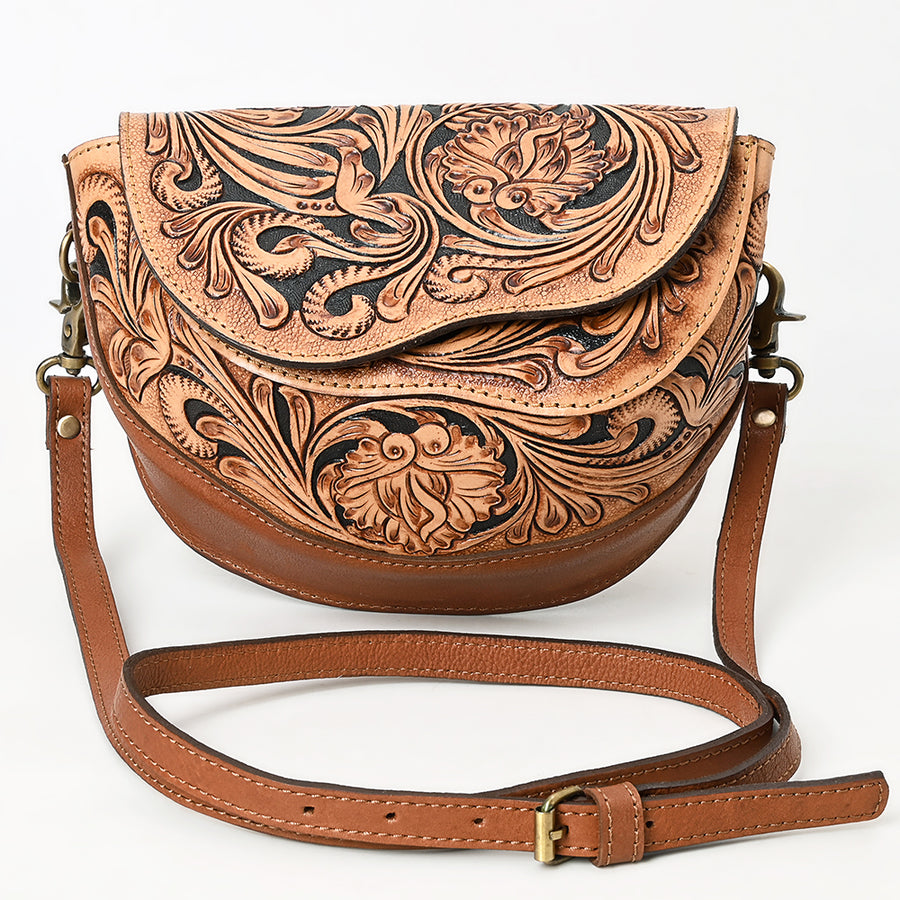 American Darling Hand Tooled Floral Carved Genuine Leather Small Cross body Bag Eco-Friendly Western Purse