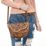 American Darling Small Crossbody Hand Tooled Genuine Leather Women Bag Western Handbag Purse|