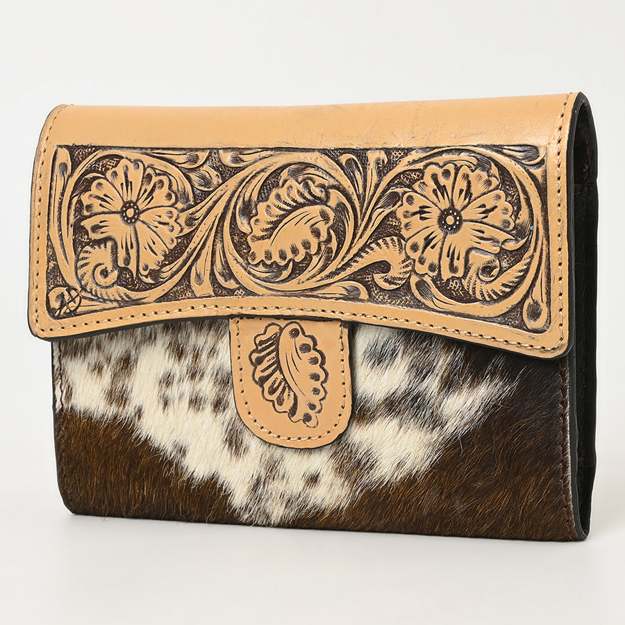 American Darling Wallet Hand Tooled Hair on Genuine Leather Western Women Bag | Handbag Purse Wallet| Wristlet - Uhorse