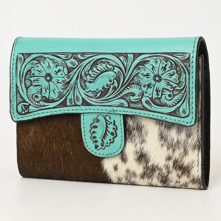 American Darling Wallet Hand Tooled Hair on Genuine Leather Western Women Bag | Handbag Purse Wallet| Wristlet - Uhorse