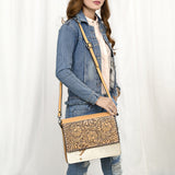 American Darling Cross Body Hand Tooled Hair-on Genuine Leather W.
