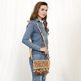 American Darling Adbgz843A Cross Body Hand Tooled Hair-On Genuine Leather Women Bag Western Handbag Purse