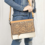 American Darling Adbgz843A Cross Body Hand Tooled Hair-On Genuine Leather Women Bag Western Handbag Purse