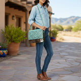 American Darling Cross Body Hand Tooled Hair-on Genuine Leather Western Women Bag Handbag Purse | Crossbody for