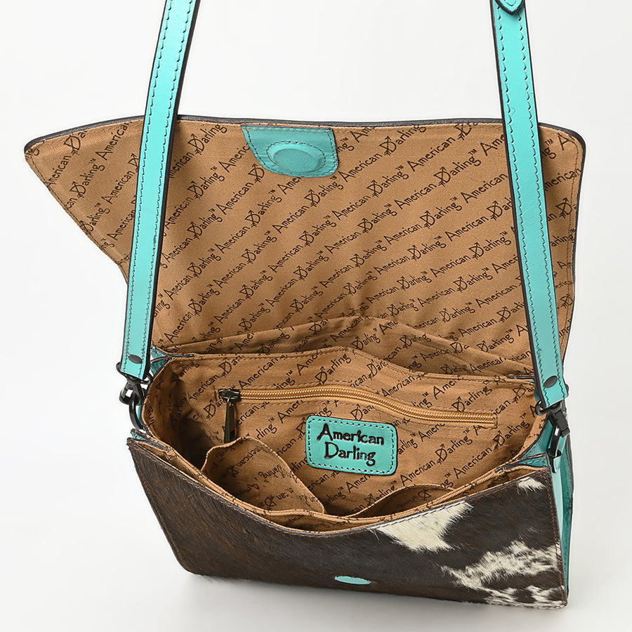 American Darling Cross Body Hand Tooled Hair-on Genuine Leather Western Women Bag Handbag Purse | Crossbody for
