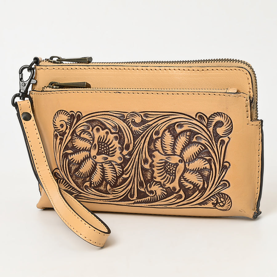 American Darling Wristlet Hand Tooled Genuine Leather Women Bag Western Handbag Purse - Uhorse