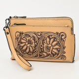 American Darling Adbgz844A Wristlet Hand Tooled Genuine Leather Women Bag Western Handbag Purse