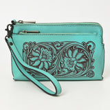 American Darling Adbgz844B Wristlet Hand Tooled Genuine Leather Women Bag Western Handbag Purse