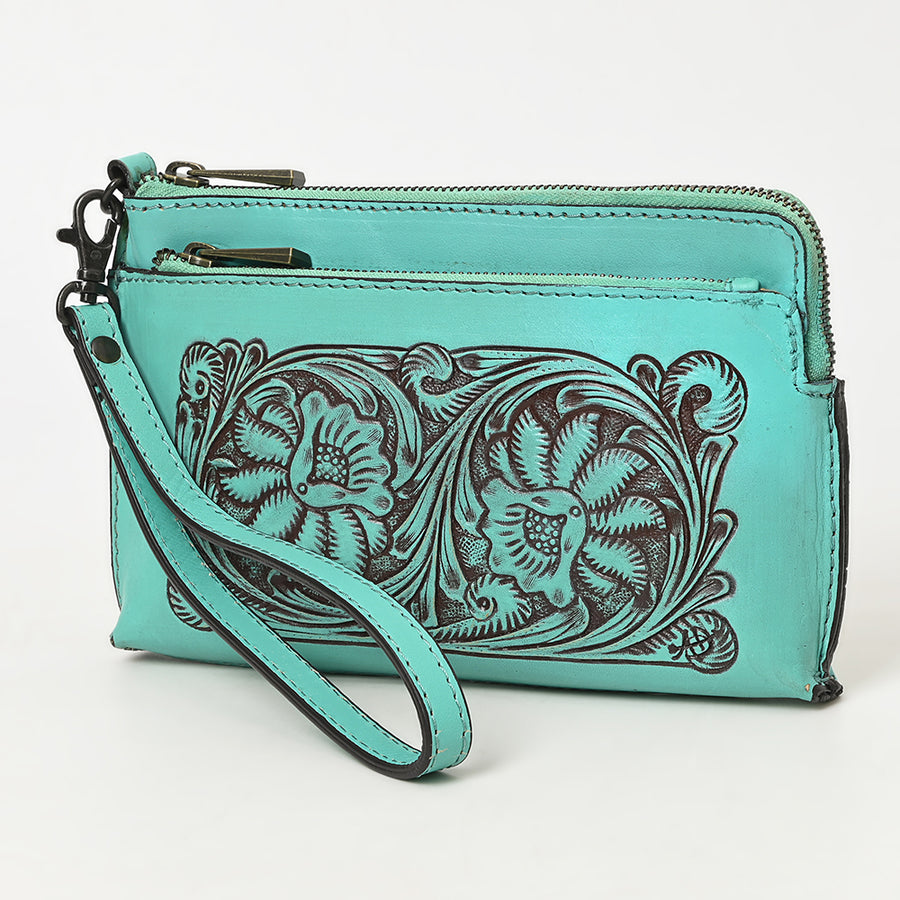 American Darling Wristlet Hand Tooled Genuine Leather Women Bag Western Handbag Purse - Uhorse