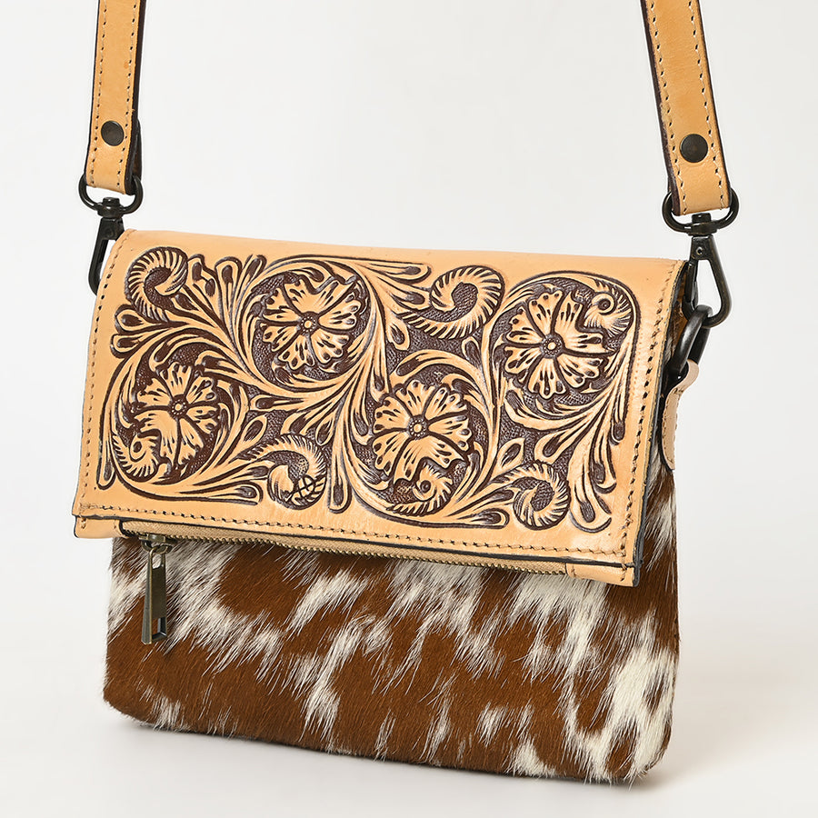 American Darling Cross Body Hand Tooled Hair on-Genuine Leather Western Women Bag Handbag Purse | Crossbody - Uhorse