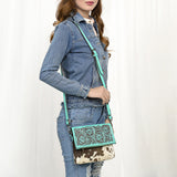 American Darling Cross Body Hand Tooled Hair on-Genuine Leather W.