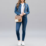 American Darling Cross Body Hand Tooled Hair on-Genuine Leather Western Women Bag Handbag Purse | Crossbody