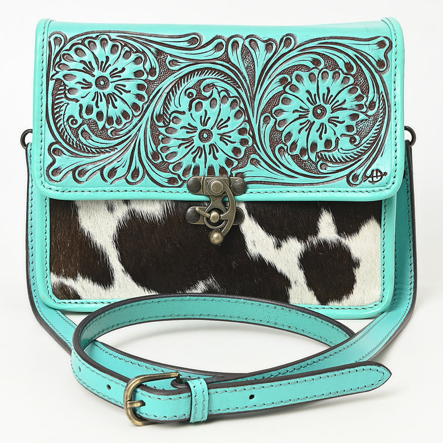 American Darling Cross Body Hand Tooled Hair on-Genuine Leather Western Women Bag Handbag Purse | Crossbody