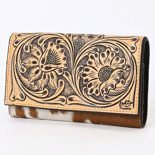 American Darling Wallet Hand Tooled Hair on Genuine Leather Western Women Bag | Handbag Purse Wallet| Wristlet - Uhorse