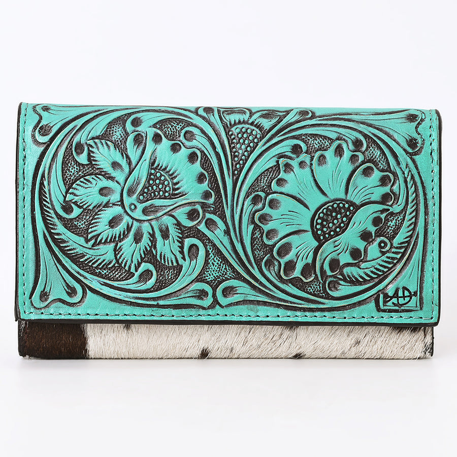 American Darling Wallet Hand Tooled Hair on Genuine Leather Western Women Bag | Handbag Purse Wallet| Wristlet