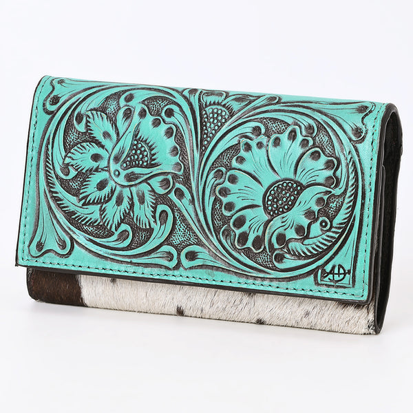American Darling Wallet Hand Tooled Hair on Genuine Leather Western Women Bag | Handbag Purse Wallet| Wristlet - Uhorse