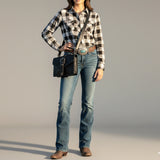 American Darling Briefcase Hand Tooled Genuine Leather Women's Bag Western Handbag Purse | Women