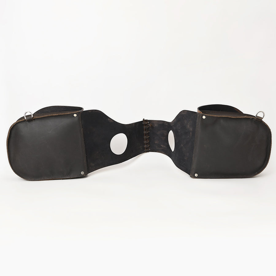 Hilason Western Horse Floral Heavy-duty Trail Ride Genuine Leather Saddle Bag | Equestrian Western Adjustable Closure