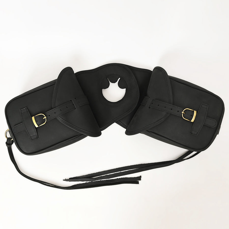 Hilason Western Horse Full Grain Leather Saddle Bag Heavy duty Traditional Trail Ride | Equestrian Western Adjustable Closure