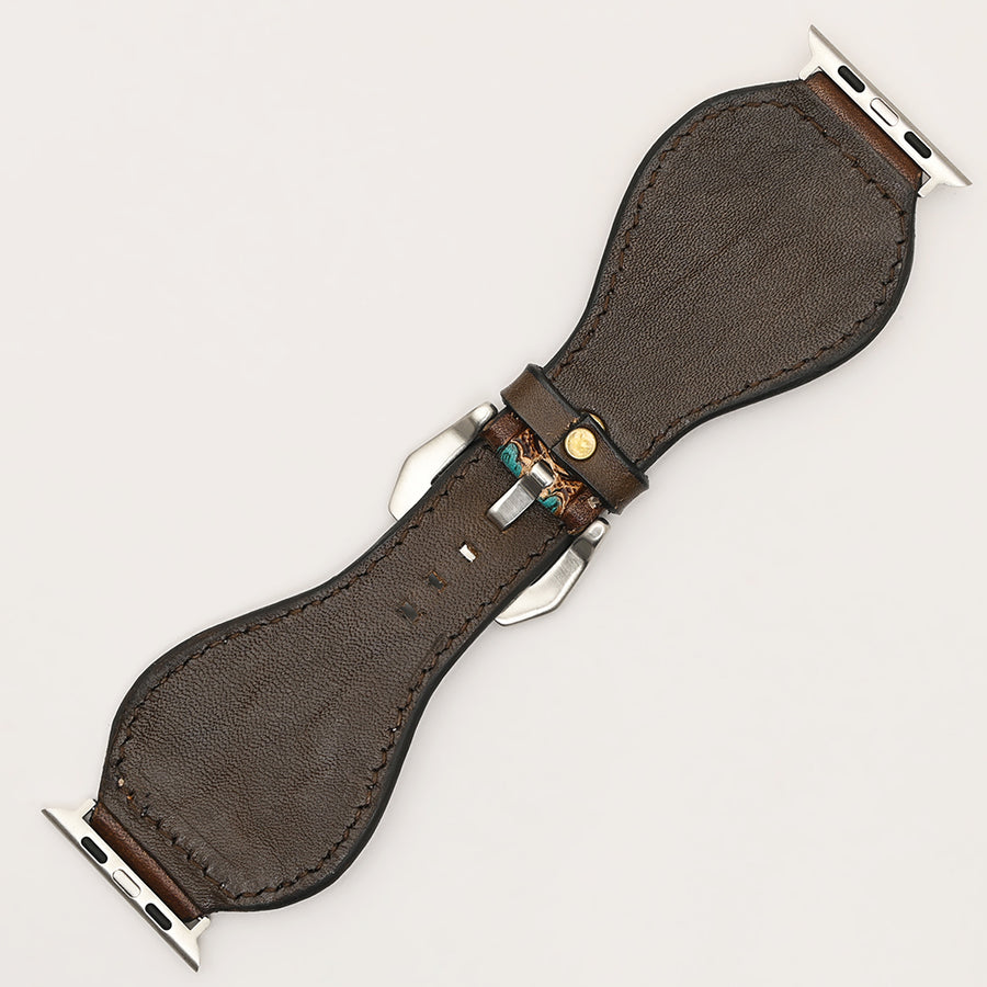 American Darling Beautifully Hand Tooled Painted Genuine Leather I watch Strap Men and Women Unisex