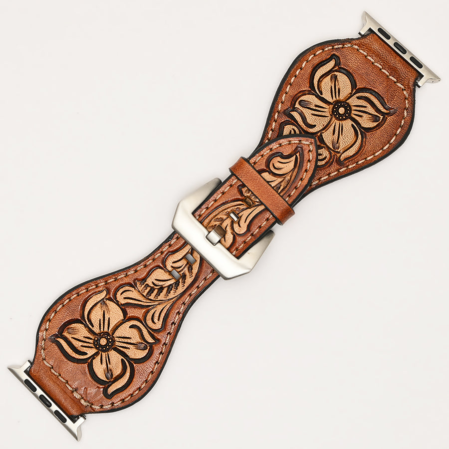 American Darling Beautifully Hand Tooled Painted Genuine Leather I watch Strap Men and Women Unisex
