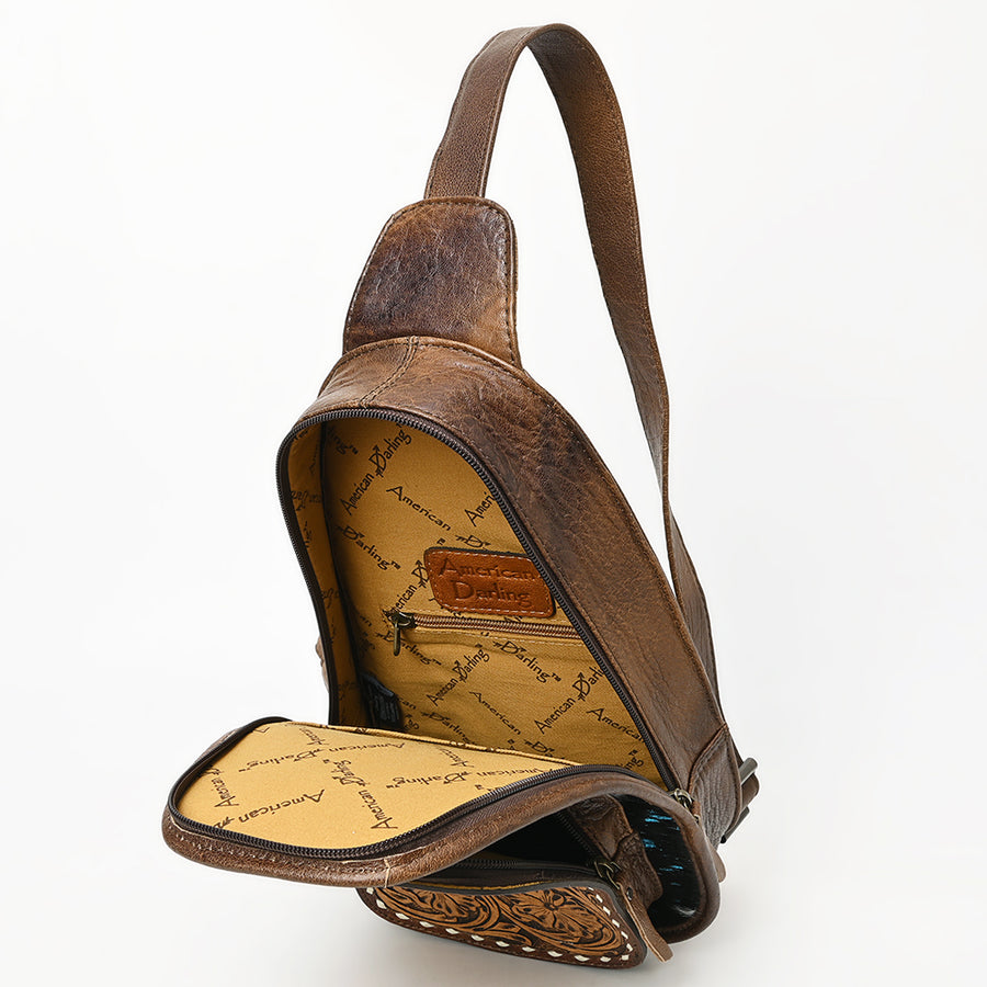 American Darling Sling Hand Tooled Hair-On Genuine Leather Western Women Bag |Sling | for