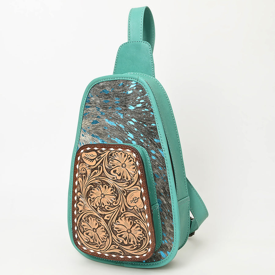 American Darling Floral Hand Tooled Bag | Hair on Cowhide Sling - Uhorse