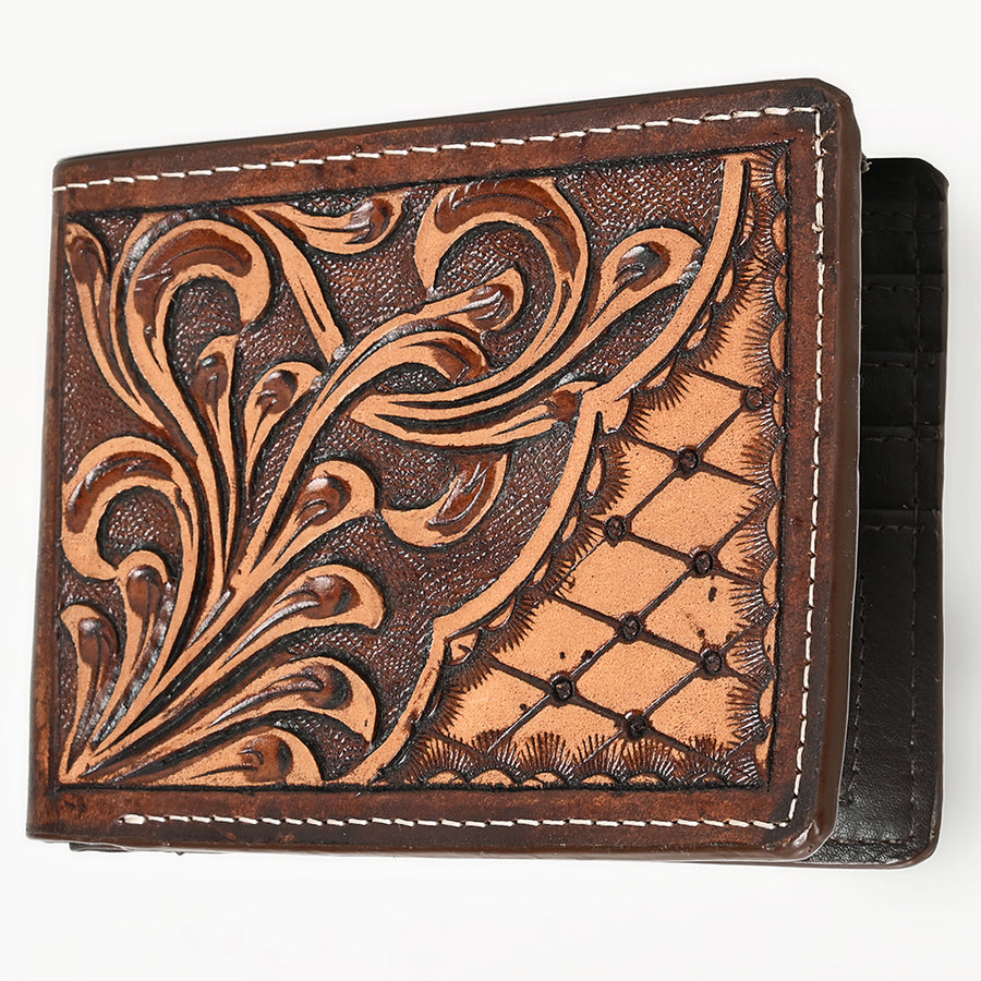 BAR H EQUINE Genuine Leather Hand Carved Bifold Wallet For Men and Women - Uhorse