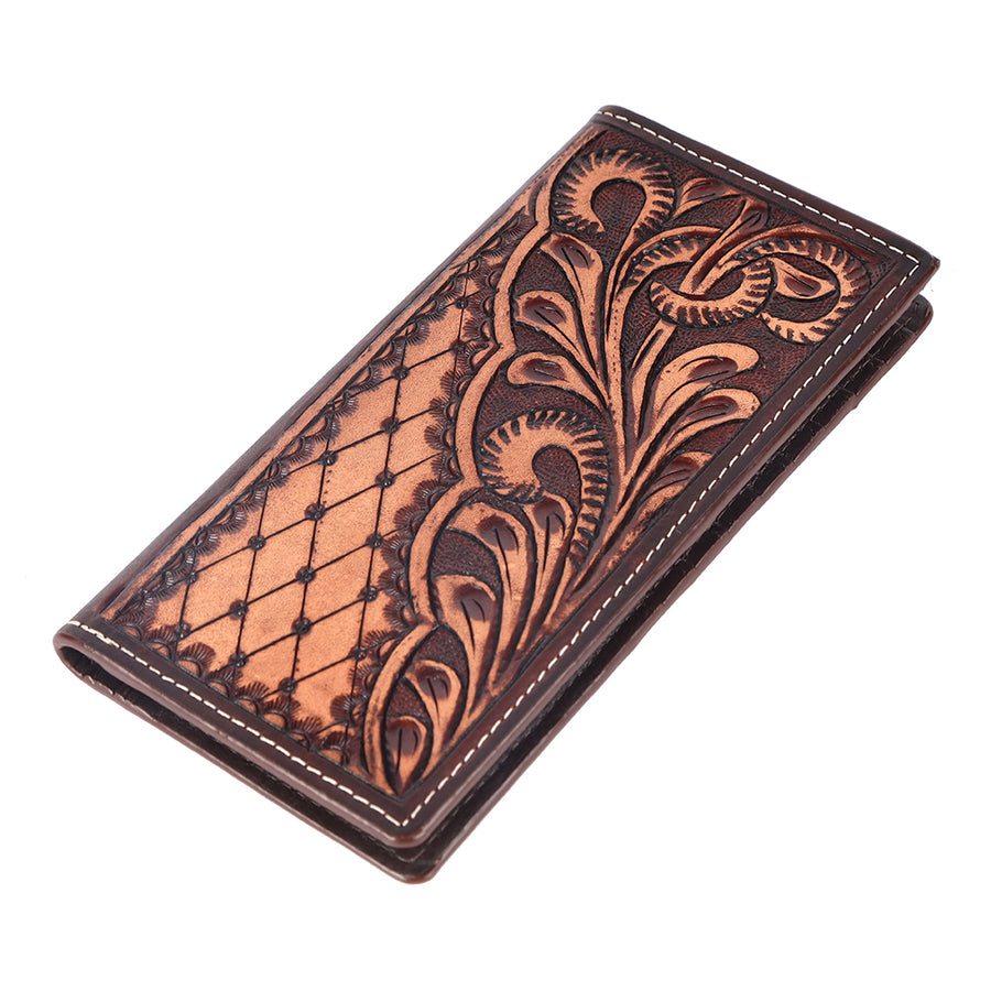 BAR H EQUINE Western Genuine Leather Hand Carved Rodeo Wallet For Men Women - Uhorse