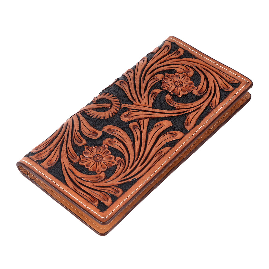 BAR H EQUINE Western Genuine Leather Hand Carved Rodeo Wallet For Men Women - Uhorse
