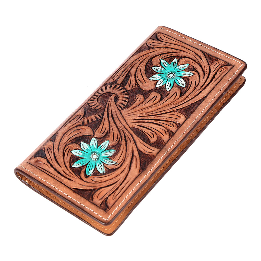 BAR H EQUINE Western Genuine Leather Hand Carved Rodeo Wallet For Men Women - Uhorse
