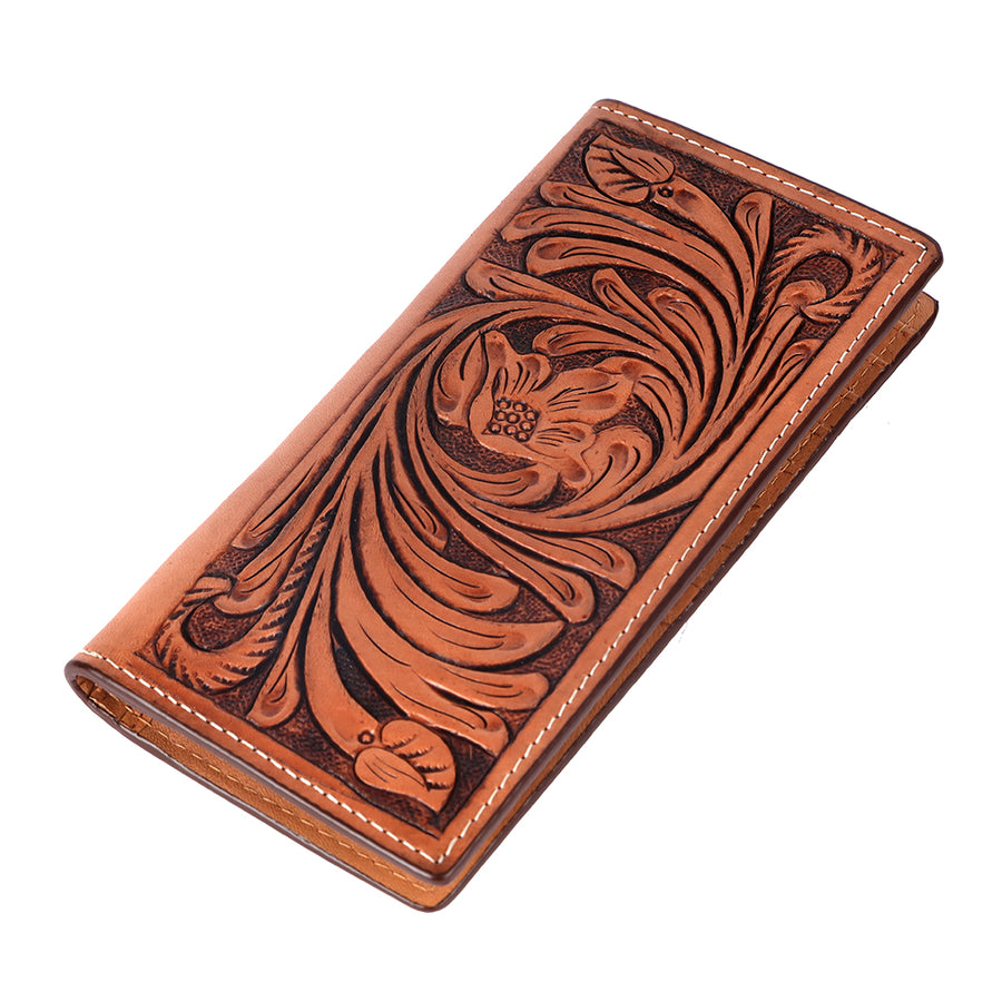 BAR H EQUINE Western Genuine Leather Hand Carved Rodeo Wallet For Men Women - Uhorse