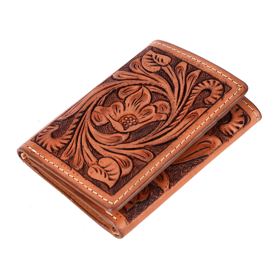 BAR H EQUINE Genuine Leather Hand Carved Trifold Wallet For Men and Women - Uhorse