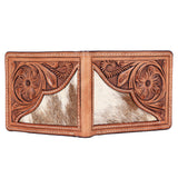 BAR H EQUINE Rodeo Floral Bifold & Trifold Wallet For Men Women HairOn Genuine Leather Tan