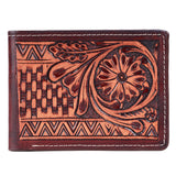 Bar H Equine Women Floral Hand Tooled Genuine Leather Western Handbag Wallet Purse