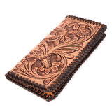 BAR H EQUINE W. Genuine Leather Hand Carved Rodeo Wallet For Men Women by Hilason – Cowboy and equestrian accessories