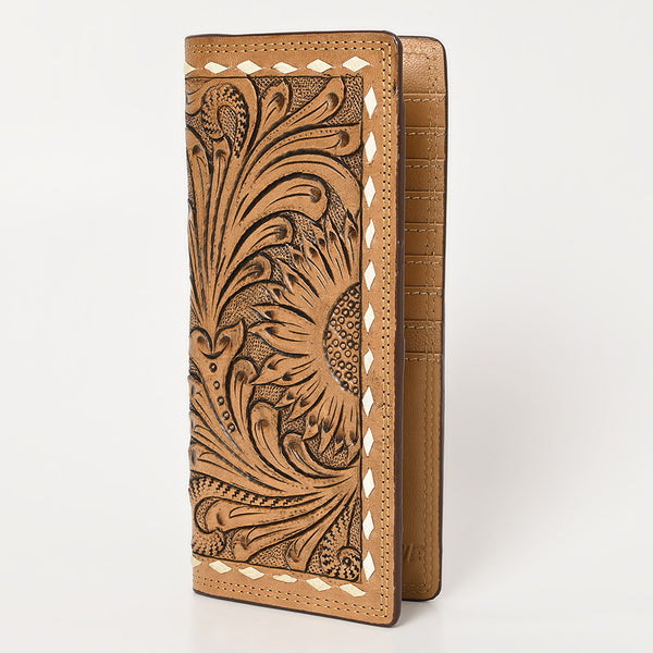 BAR H EQUINE Rodeo Floral Bifold and Trifold Wallet For Men Women Genuine Leather Tan - Uhorse