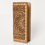 BAR H EQUINE Rodeo Floral Bifold and Trifold Wallet For Men Women Genuine Leather Tan - Uhorse