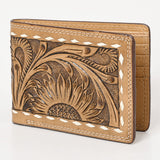 BAR H EQUINE Rodeo Floral Bifold & Trifold Wallet For Men Women Genuine Leather Tan