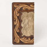 BAR H EQUINE Rodeo Floral Bifold & Trifold Wallet For Men Women HairOn Genuine Leather Tan