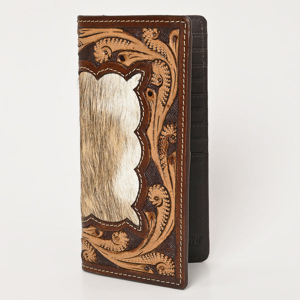 BAR H EQUINE Rodeo Floral Bifold and Trifold Wallet For Men Women HairOn Genuine Leather Tan - Uhorse