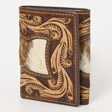 BAR H EQUINE Rodeo Floral Bifold & Trifold Wallet For Men Women HairOn Genuine Leather Tan