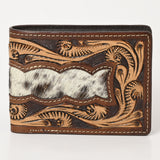 BAR H EQUINE Rodeo Floral Bifold & Trifold Wallet For Men Women HairOn Genuine Leather Tan