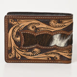 BAR H EQUINE Rodeo Floral Bifold & Trifold Wallet For Men Women HairOn Genuine Leather Tan