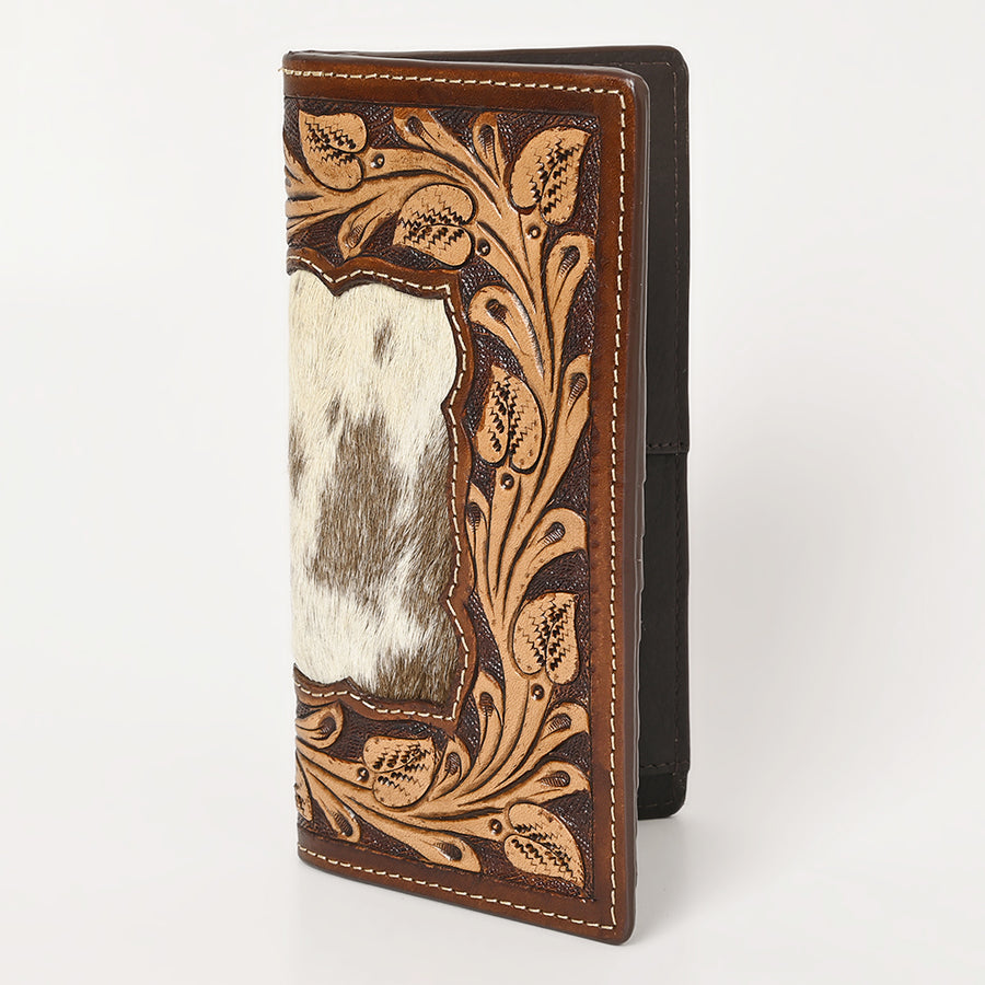 BAR H EQUINE Rodeo Floral Bifold and Trifold Wallet For Men Women HairOn Genuine Leather Tan - Uhorse