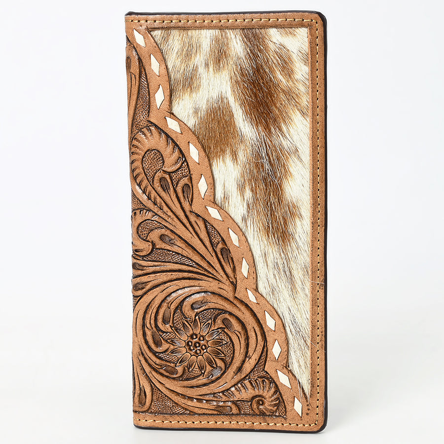BAR H EQUINE Rodeo Floral Bifold & Trifold Wallet For Men Women HairOn Genuine Leather Brown