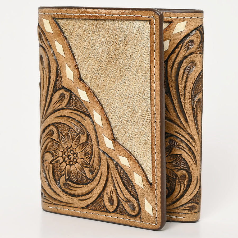 BAR H EQUINE Rodeo Floral Trifold Wallet For Men Women HairOn Genuine Leather - Uhorse