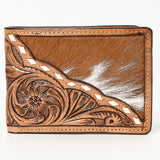 BAR H EQUINE Rodeo Floral Bifold & Trifold Wallet For Men Women HairOn Genuine Leather Brown